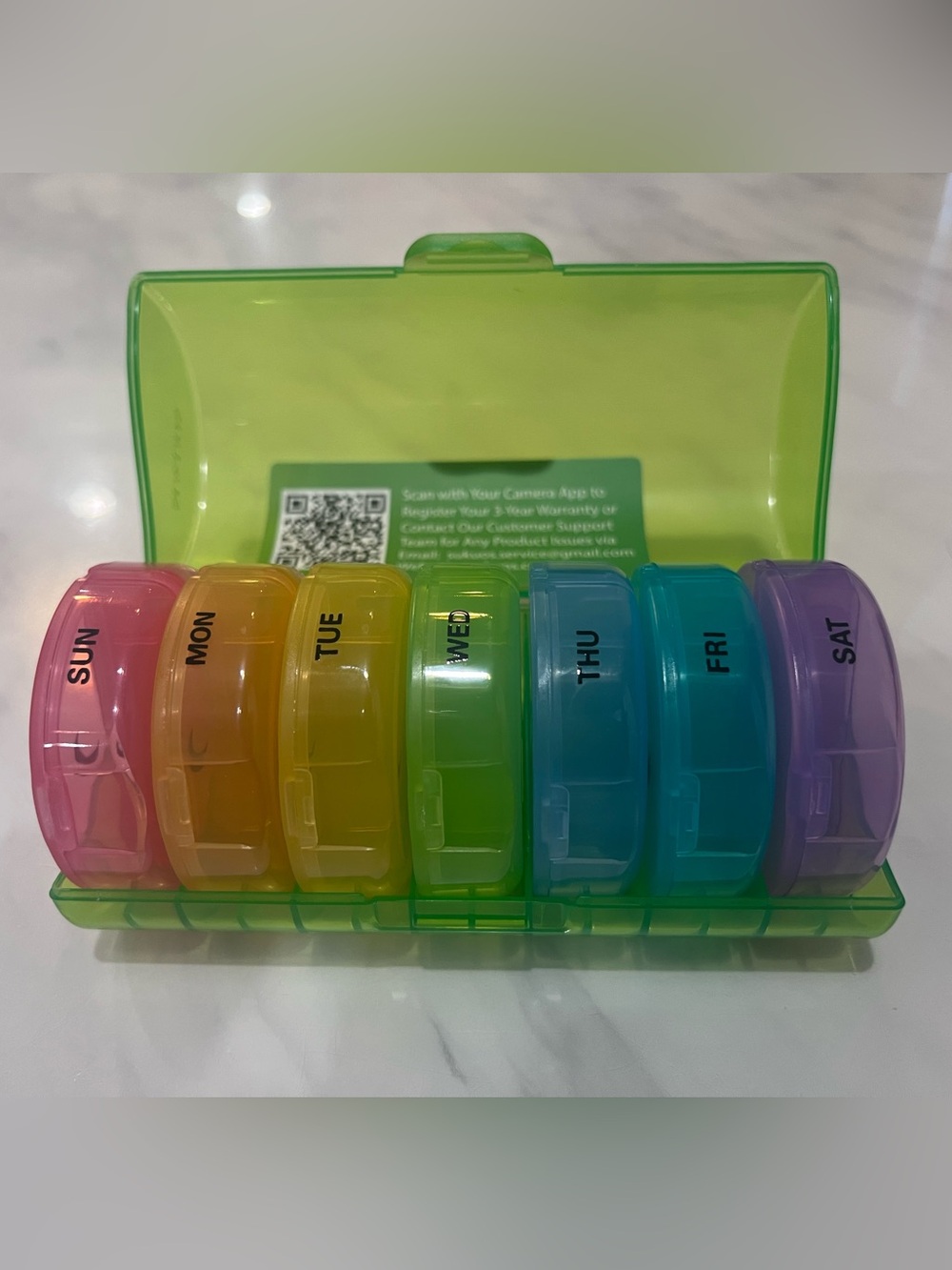 Large Weekly Rainbow Pill Organizer - 2x/day 7 Day Portable Case